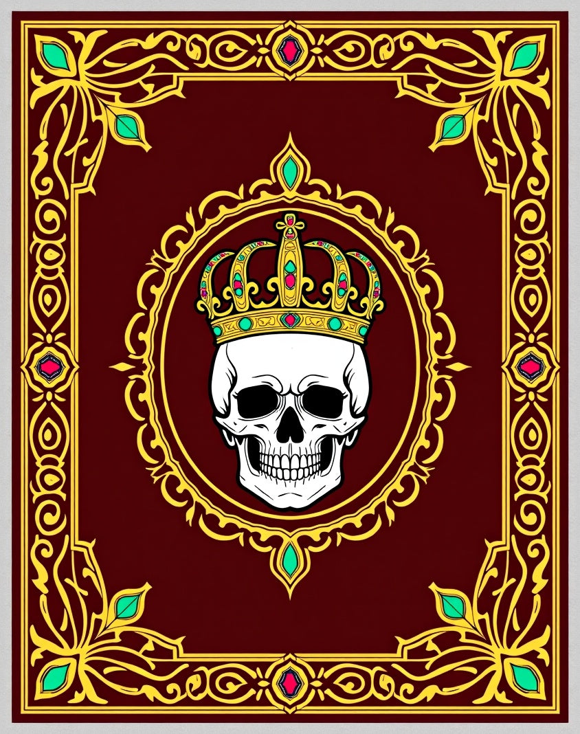 Ornate Skull Crown Emblem Rug