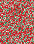 Vibrant Red Green Leafy Floral Pattern Rug