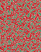 Vibrant Red Green Leafy Floral Pattern Rug