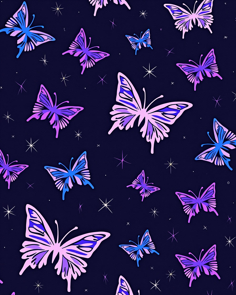 Purple Blue Butterfly Night Sky Design Rug