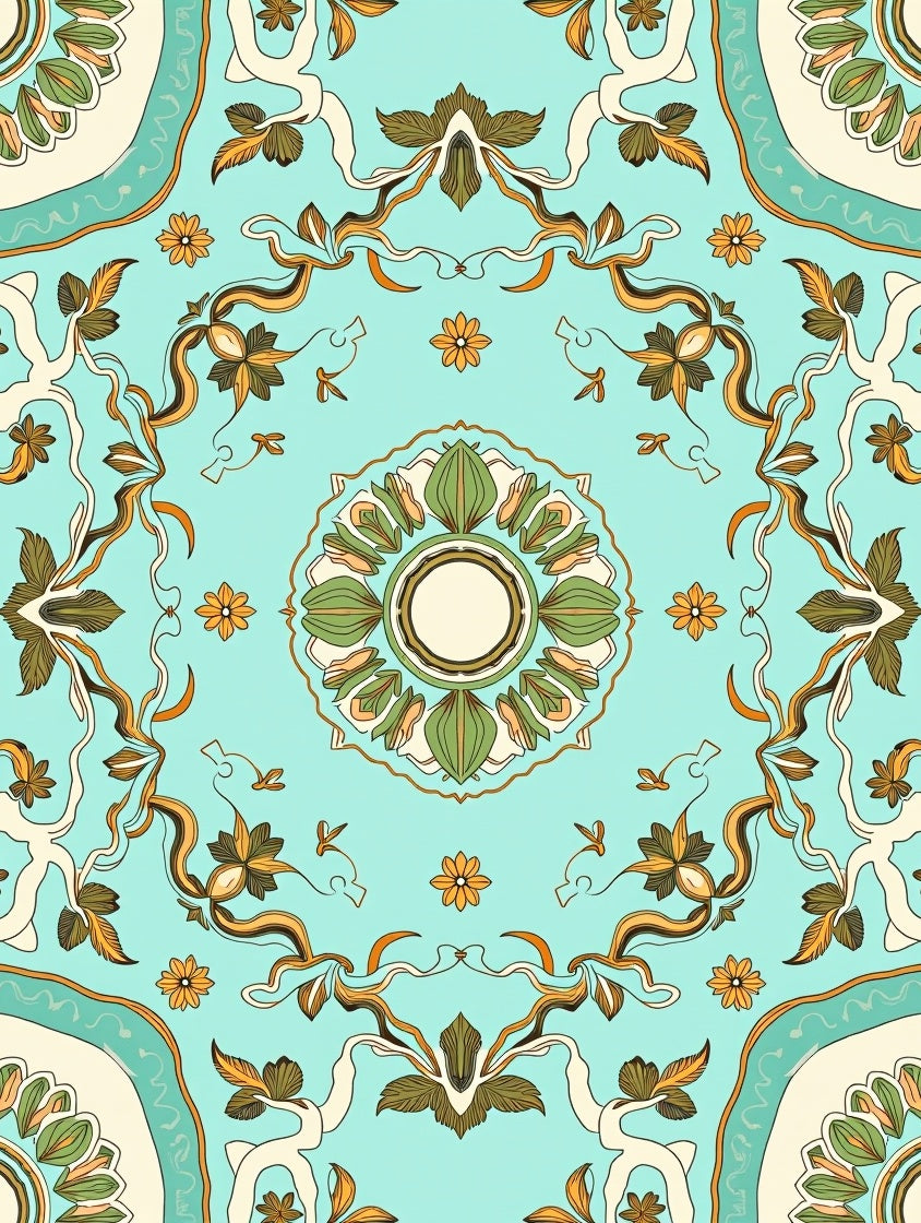 Vintage Floral Medallion Pattern Rug
