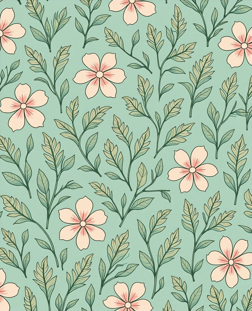Pastel Floral Branch Botanical Design Rug