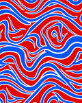 Bold Red Blue Swirl Pattern Rug