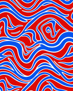 Bold Red Blue Swirl Pattern Rug