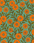 Retro Orange Daisy Floral Pattern Rug
