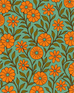 Retro Orange Daisy Floral Pattern Rug