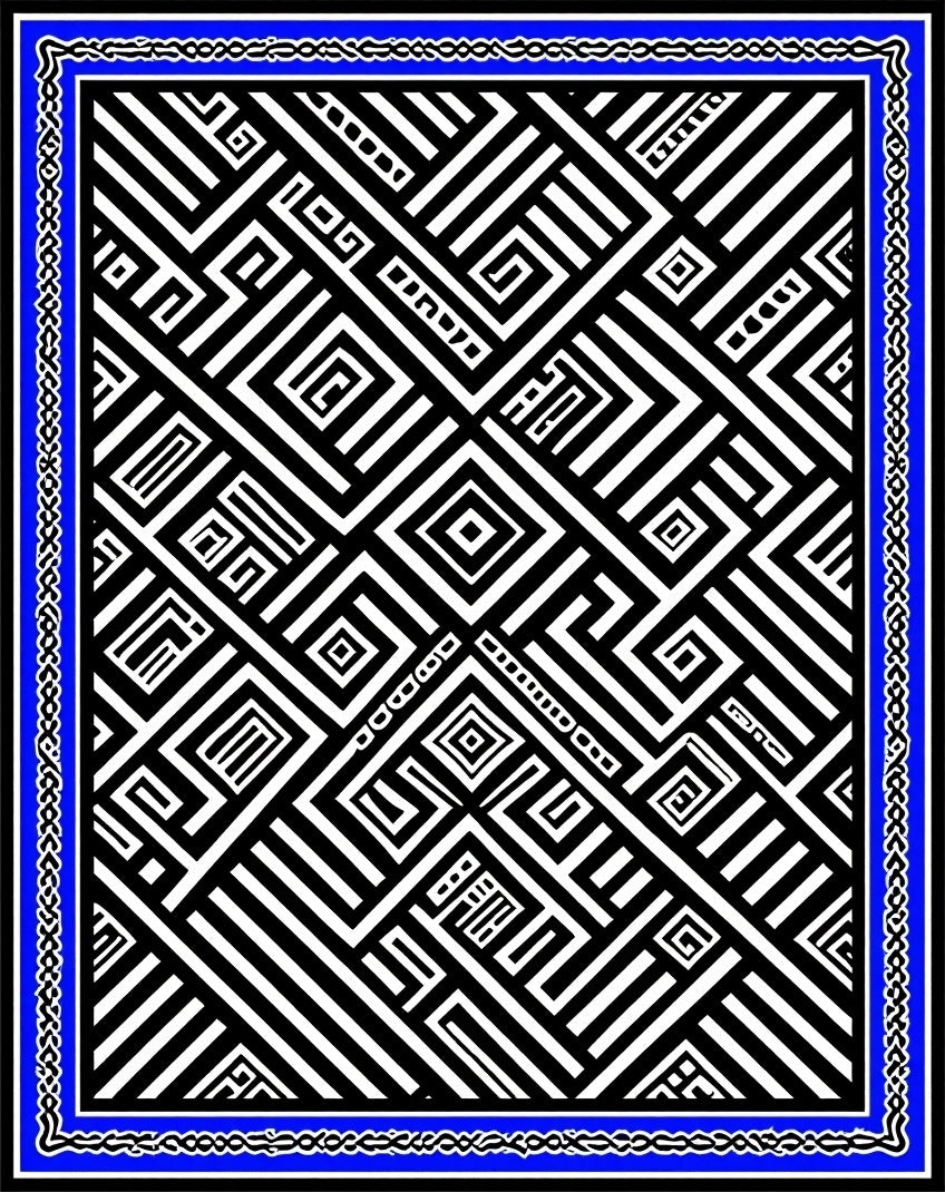 Bold Geometric Maze Line Art Design Rug