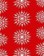 Bold Starburst Pattern Red White Rug
