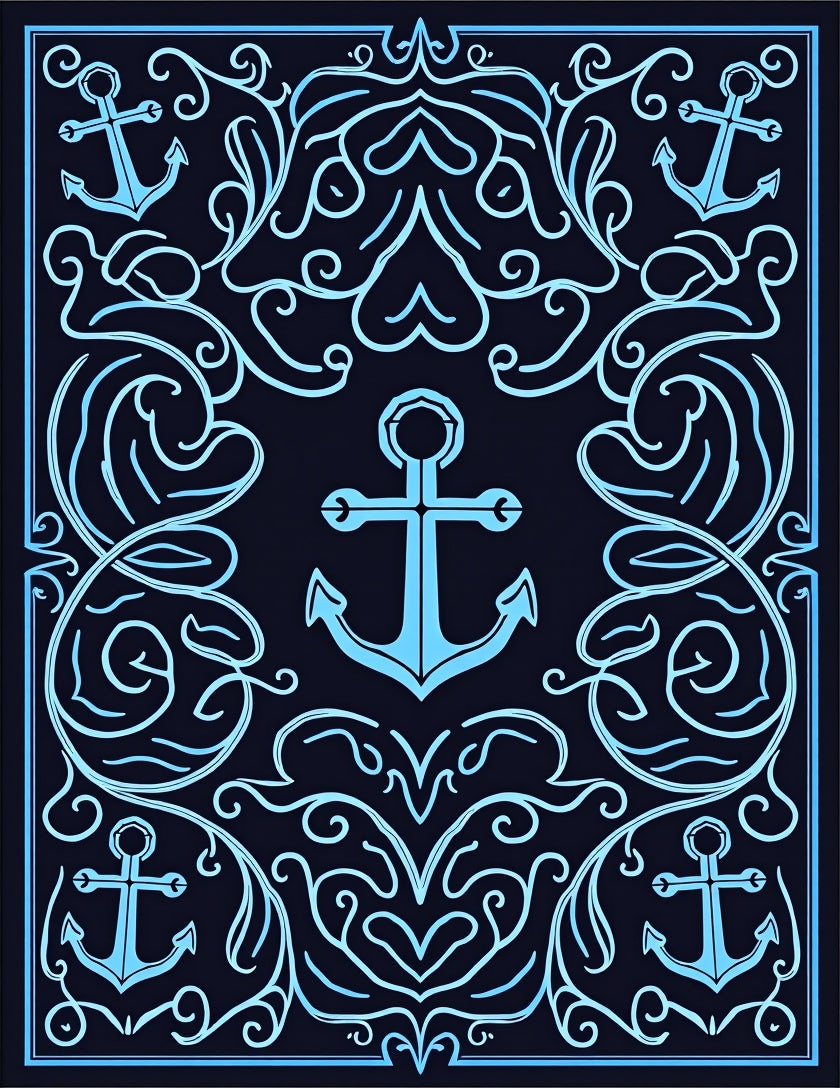Nautical Anchor Swirls Design Rug