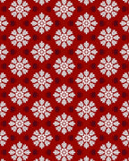 White Snowflake Red Tiled Pattern Rug
