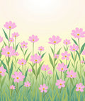 Pink Floral Field with Tall Grass design Rug