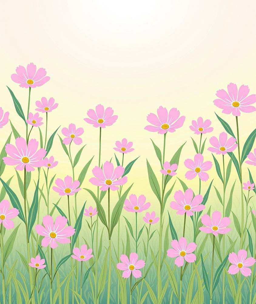 Pink Floral Field with Tall Grass design Rug