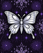 Purple Butterfly Mystical Symmetry Design Rug
