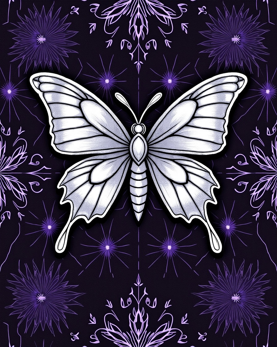 Purple Butterfly Mystical Symmetry Design Rug