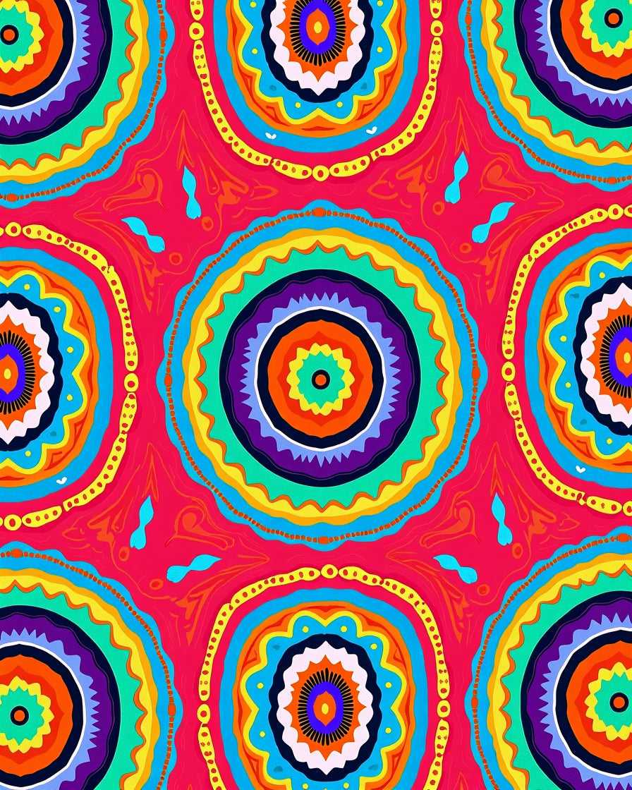 Colorful Mandala Inspired Circular Pattern Rug