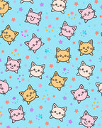 Cute Kawaii Cats With Stars Pattern Rug
