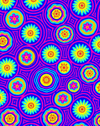 Vibrant Retro Floral Circles Rug