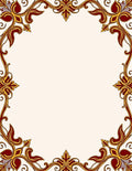 Ornate Red Gold Floral Border Rug