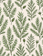 Botanical Green Leaf Branch Pattern Rug