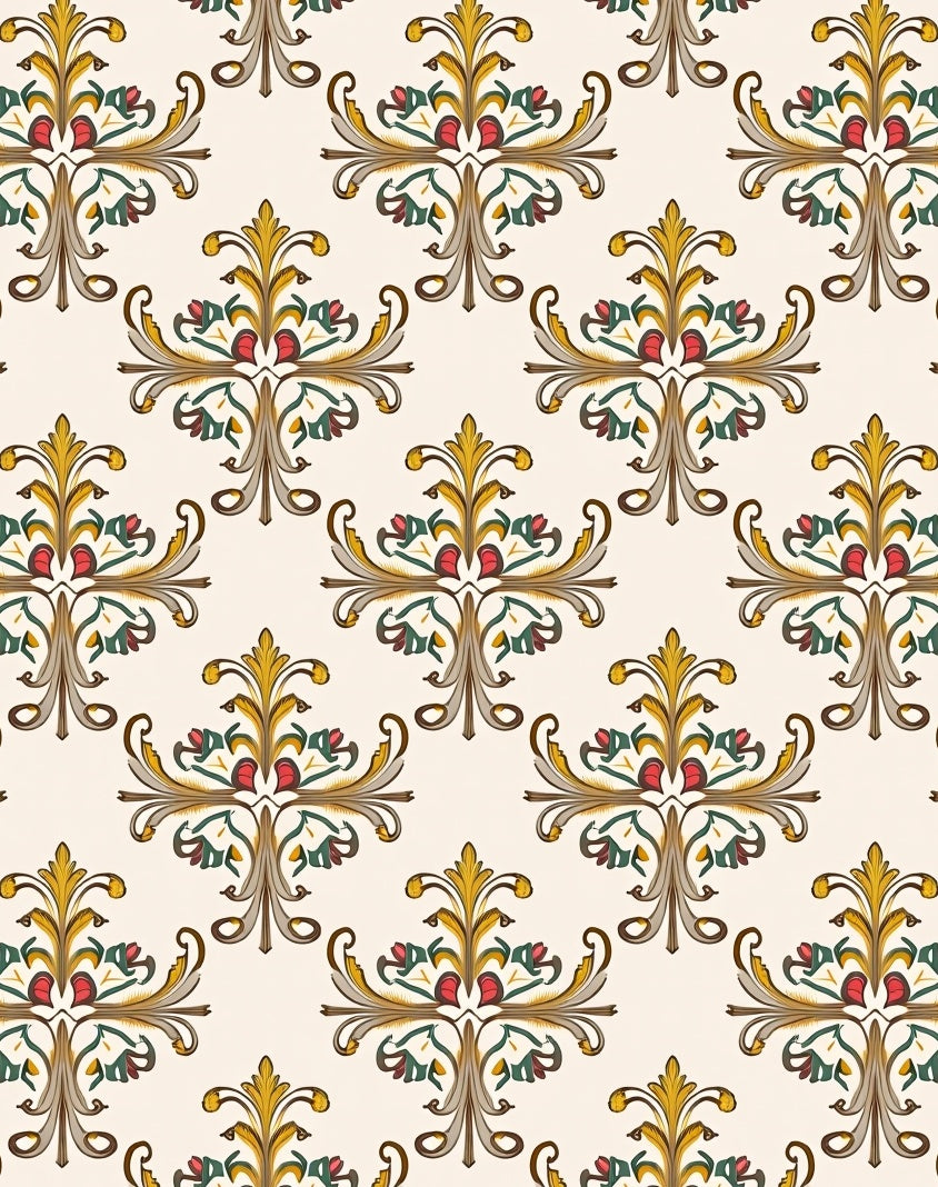 Antique Floral Scrollwork Pattern Rug