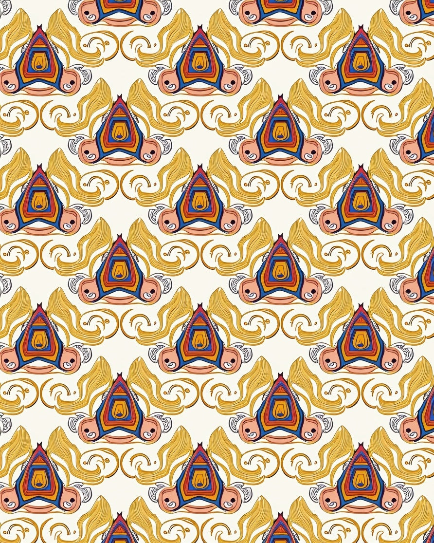 Triangular Pattern With Abstract Yellow Elements Rug