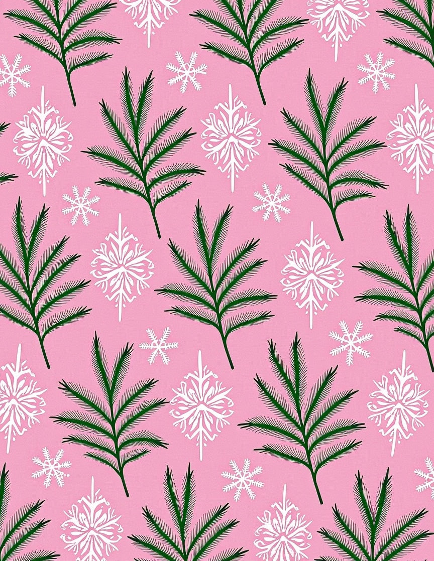 Green Pine White Snowflake Pattern Rug