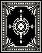 Intricate Black White Starburst Mandala Frame Rug