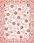 Red Floral Vine Patterned Rug