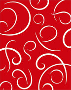 Whimsical Red White Swirl Design Rug