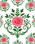 Pink Rose Floral Damask Pattern Rug