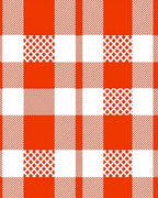 Orange White Tartan Pattern Rug