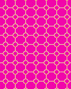 Bright Hot Pink Geometric Lattice Design Rug