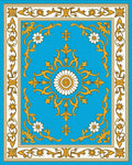 Elaborate Golden Floral Medallion Rug