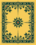 Emerald Floral Crest Yellow Pattern Rug