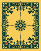 Emerald Floral Crest Yellow Pattern Rug