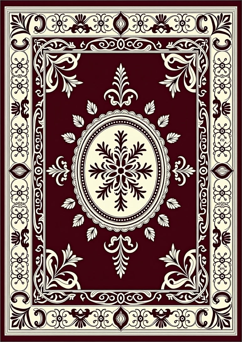 Classic Floral Swirl Ivory Pattern Rug