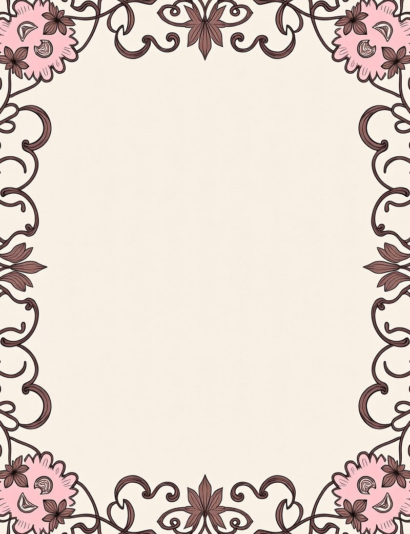 Pink Floral Swirls With Brown Accents Rug