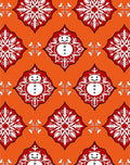Orange Snowman Snowflake Pattern Rug