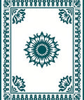 Intricate Teal Floral Mandala Design Rug