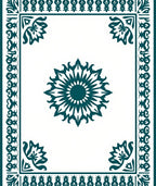 Intricate Teal Floral Mandala Design Rug