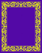 Ornate Yellow Floral Scroll Border Design Rug