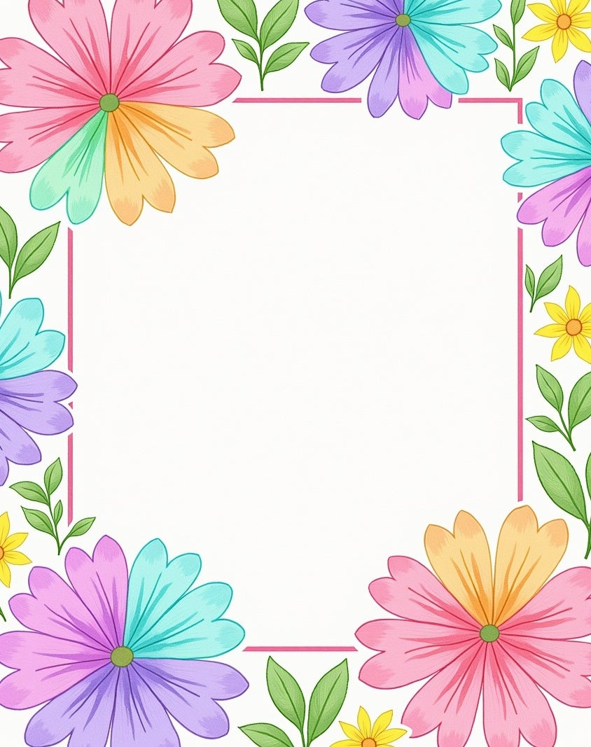 Multi Color Daisy Flower Border Design Rug