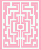 Pink Geometric Maze Pattern Rug
