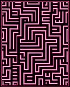 Black Pink Maze Pattern Rug