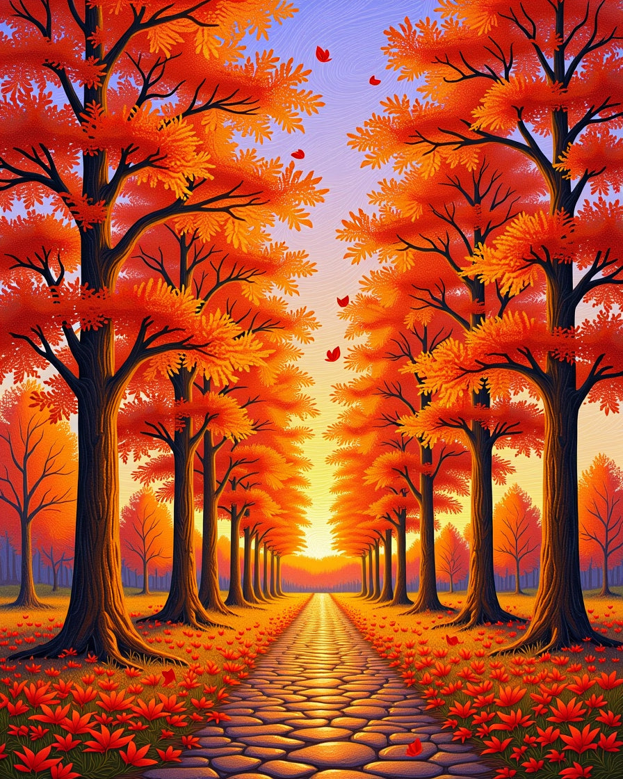 Autumnal Forest Path Pattern Rug
