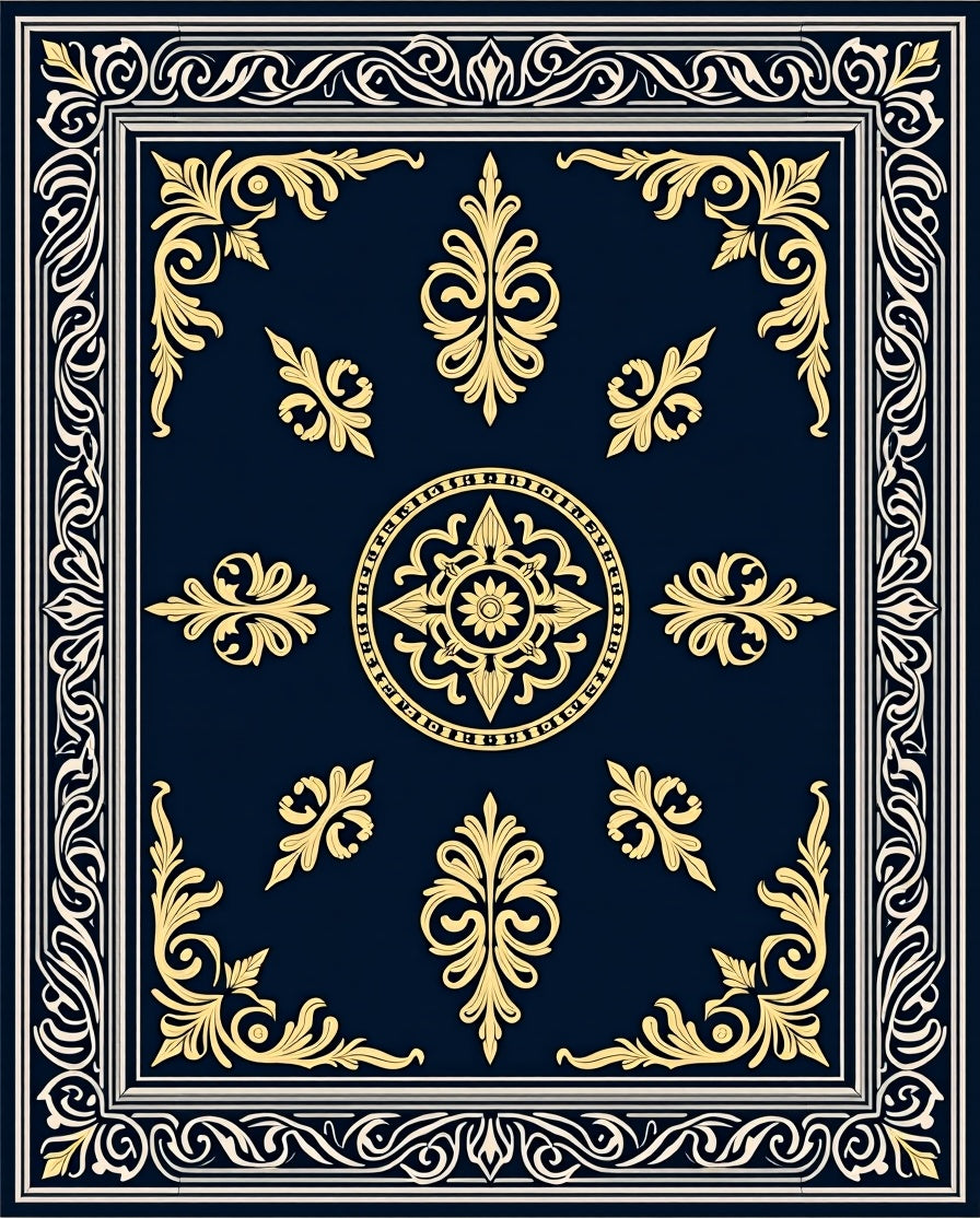 Antique Palatial Floral Gold Pattern Rug