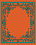 Terracotta Teal Floral Border Rug