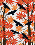 Fall 7 Birds Maple Leaf Pattern Rug