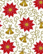 Red Flowers and Gold Bells Pattern Rug