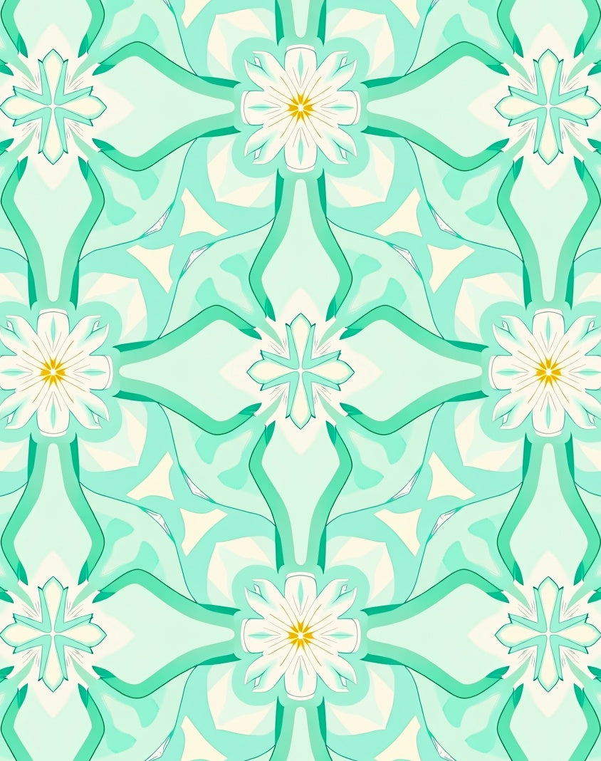 Teal Floral Abstract Pattern Rug